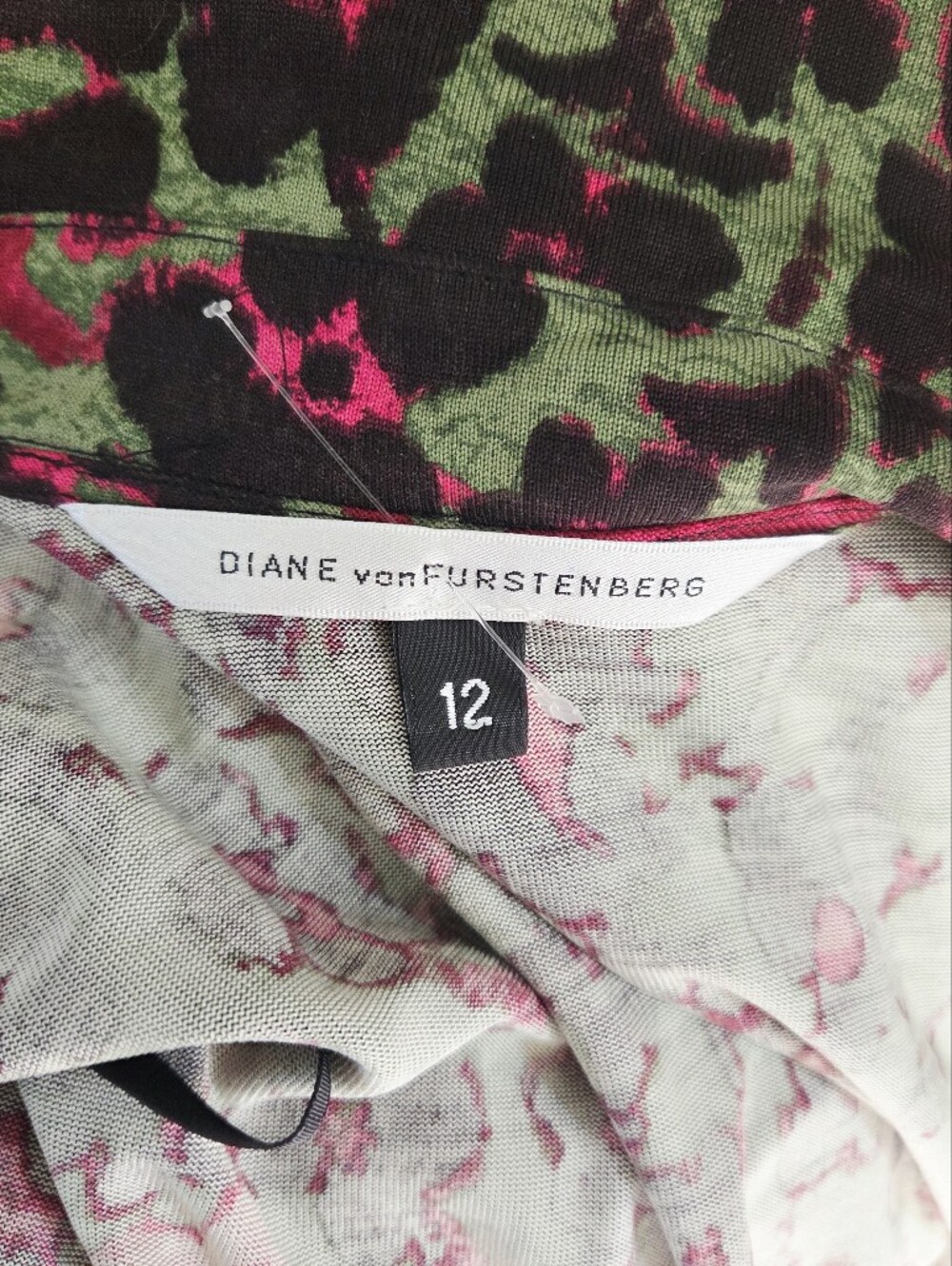 DVF Diane von Furstenberg JUDY Vintage Printed Floral Botanical Size 12 - Picture 6 of 6